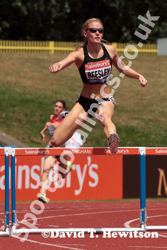 Megan Beesley in the 400 metres hurdles at the Sainsbury's British Championships, Birmingham.